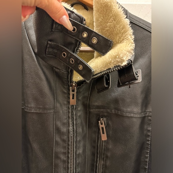 INC Men’s Faux Leather Bomber Jacket - Large - Picture 3 of 14